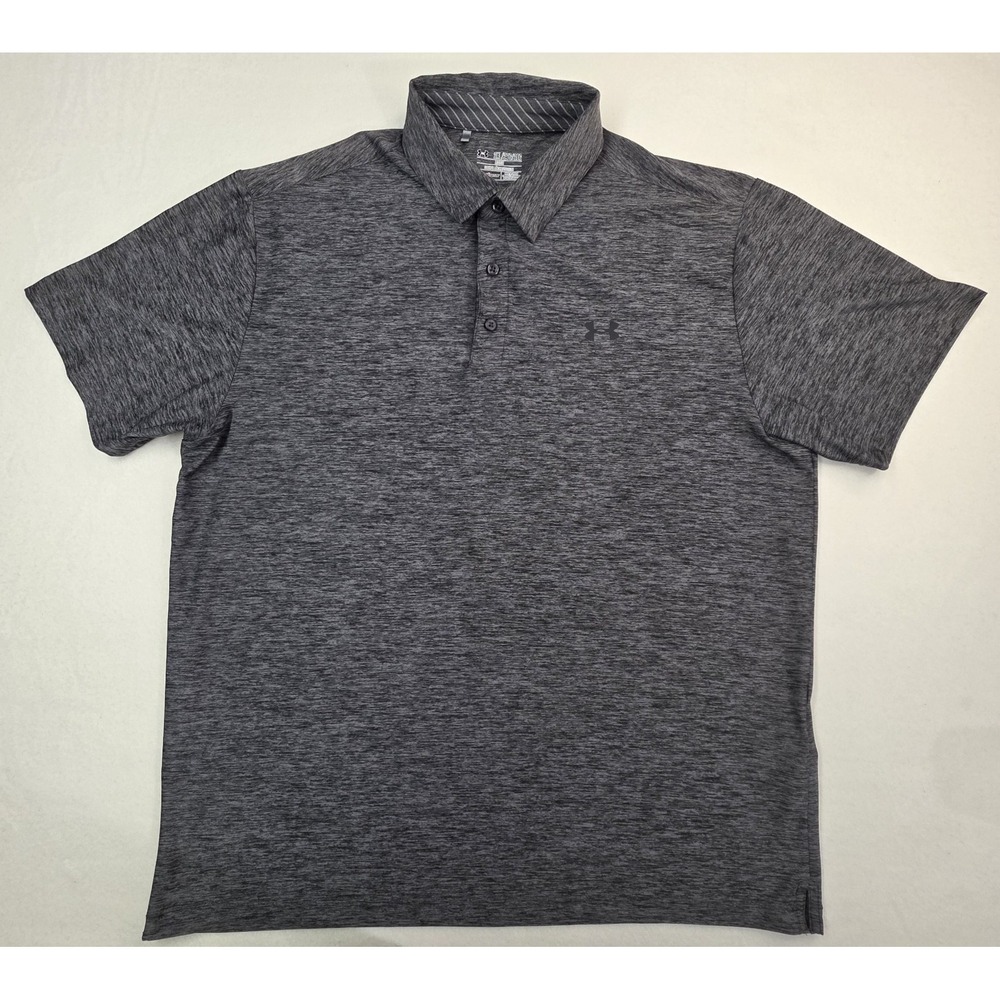 2 Lot Under Armour Shirts Mens 2XL Thermal Polo Loose Fit Gray Red LIMITED USE - Picture 5 of 7